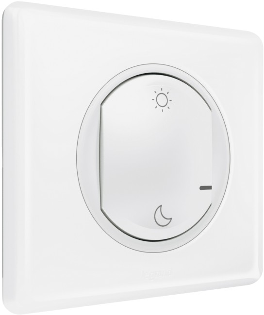 CLN БЕЛ Выкл "День/Ночь" б/п Умный беспроводной сценарный выключатель "День/Ночь". Цвет Белый. Рамка Белый глянец.
