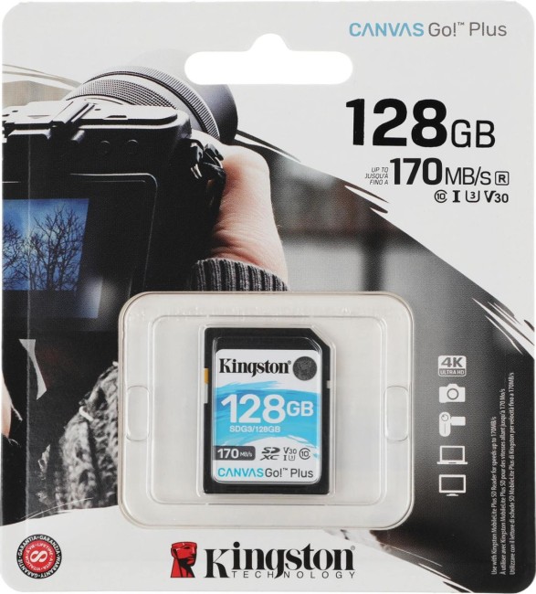 Карта памяти Kingston 128GB SDXC Canvas Go Plus 170R C10 UHS-I U3 V30 Kingston SDG3/128GB