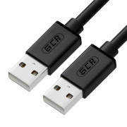 GCR Кабель 0.15m USB 2.0, AM/AM, черный, 28/28 AWG, экран, армированный, морозостойкий Greenconnect GCR-UM2M-BB2S-0.15m