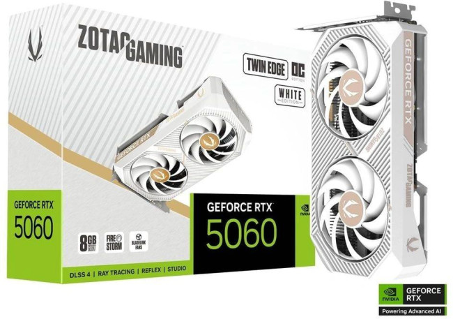 Видеокарта Zotac GAMING GeForce RTX 5060 Twin Edge OC White Edition 8Gb (ZT-B50600Q-10M) Видеокарта Zotac GAMING GeForce RTX 5060 Twin Edge OC White Edition 8Gb (ZT-B50600Q-10M)