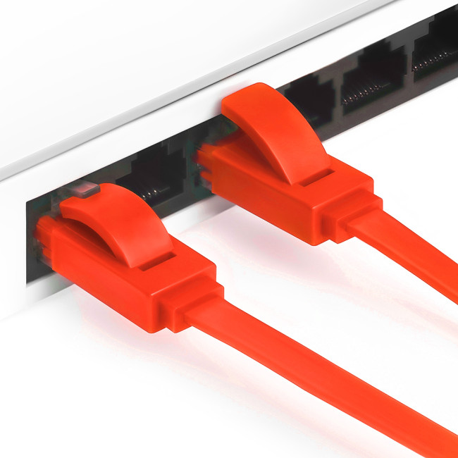 Greenconnect Патч-корд PROF плоский прямой 5.0m, UTP медь кат.6, красный, позолоченные контакты, 30 AWG, GCR-LNC624-5.0m, ethernet high speed 10 Гбит/с, RJ45, T568B Greenconnect RJ45(m) - RJ45(m) Cat. 6 U/UTP PVC 5м красный