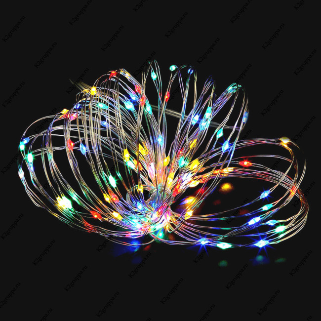 Гирлянда Гирлянда 50LED 3АА, 8 режимов, 10 м, медь, разноцветная