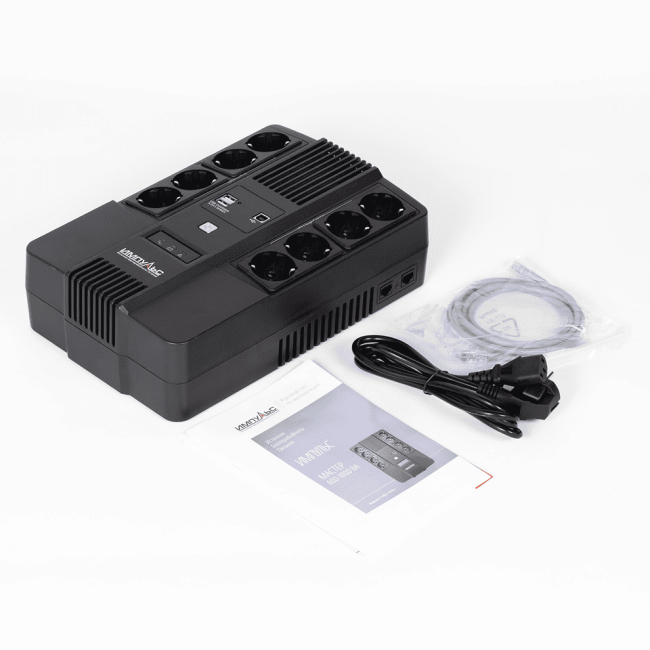 ИБП МАСТЕР 800, 800/480 ВА/Вт, LED, USB, RJ11/RJ45, CHRG USB, SCHUKOx8 Импульс MT80107