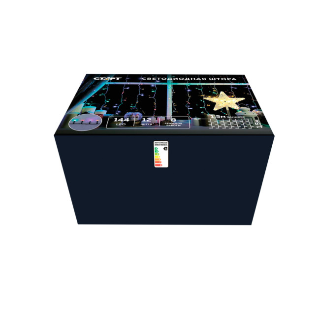 Гирлянда Гирлянда 144LED 220V, 8 режимов, 1,5х1,5м, занавес, разноцветная