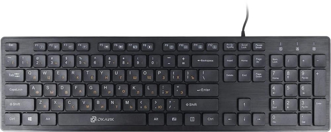 Клавиатура Oklick 520M2U черный/черный USB slim Multimedia Oklick 1061587 Клавиатура Oklick 520M2U черный/черный USB slim Multimedia Oklick 1061587