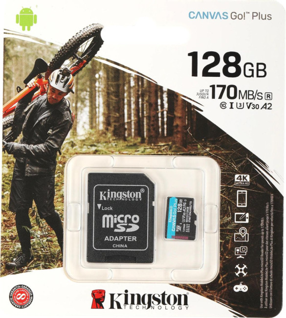 Карта памяти Kingston 128GB microSDXC Canvas Go Plus 170R A2 U3 V30 Card + ADP Kingston SDCG3/128GB