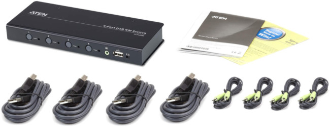 4-портовый USB КМ-переключатель с функцией Boundless Switching (кабели включены) ATEN CS724KM 4-портовый USB КМ-переключатель с функцией Boundless Switching (кабели включены) ATEN CS724KM