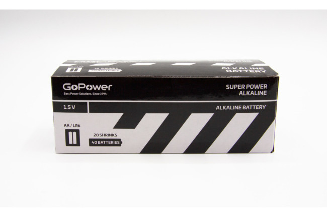 Батарейка GoPower LR6 AA Shrink 2 Alkaline 1.5V (2/40/800) коробка (40 шт.) GoPower LR6 AA Shrink 2 Alkaline 1.5V (00-00015599)
