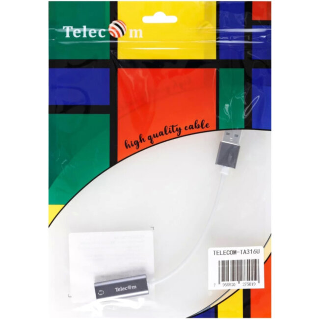 Переходник аудио USB2.0(M)-->3.5мм F (гнездо) Telecom  0.1м <TA316U> VCOM TA316U