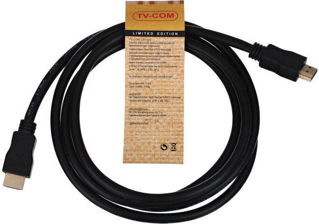 Кабель цифровой HDMI19M to HDMI19M, V1.4+3D, 1.8m TV-COM <CG150S-1.8M> TV-COM HDMI (m) - HDMI (m) 1.8м Кабель цифровой HDMI19M to HDMI19M, V1.4+3D, 1.8m TV-COM <CG150S-1.8M> TV-COM HDMI (m) - HDMI (m) 1.8м