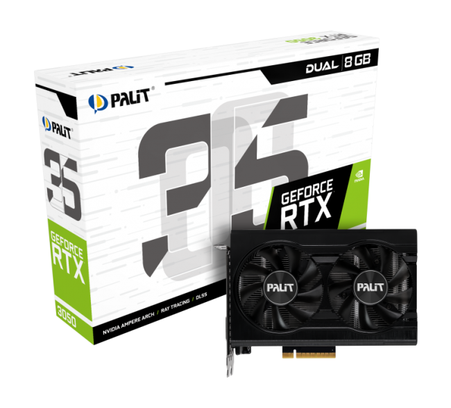 Видеокарта PALIT RTX3050 DUAL 8GB NE63050018P1-1070D Видеокарта PALIT RTX3050 DUAL 8GB NE63050018P1-1070D