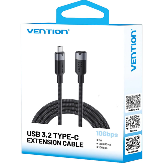 Кабель-удлинитель Vention USB 3.2 Gen2 CM/CF - 1м. Белый 5А PD100W Vention TRFWF Кабель-удлинитель Vention USB 3.2 Gen2 CM/CF - 1м. Белый 5А PD100W Vention TRFWF