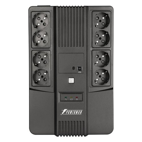 ИБП POWERMAN Brick 850 PLUS, линейно-интерактивный, 850ВА, 480Вт, 4 евророзетки с резервным питанием, 4 евророзетки с фильтрацией, USB, защита RJ45/RJ11, батарея 12В 9Ач 1 шт., 293мм х 202мм х 93мм, 5.2 кг. POWERMAN POWERMAN BRICK 850 PLUS