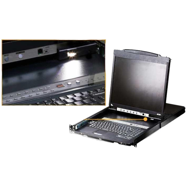 16-портовый KVMP-переключатель с ЖК-дисплеем Slideaway ATEN CL5716NR