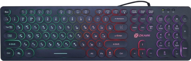 Клавиатура Oklick 420MRL черный USB slim Multimedia LED Oklick 1091226 Клавиатура Oklick 420MRL черный USB slim Multimedia LED Oklick 1091226