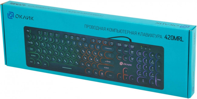 Клавиатура Oklick 420MRL черный USB slim Multimedia LED Oklick 1091226 Клавиатура Oklick 420MRL черный USB slim Multimedia LED Oklick 1091226