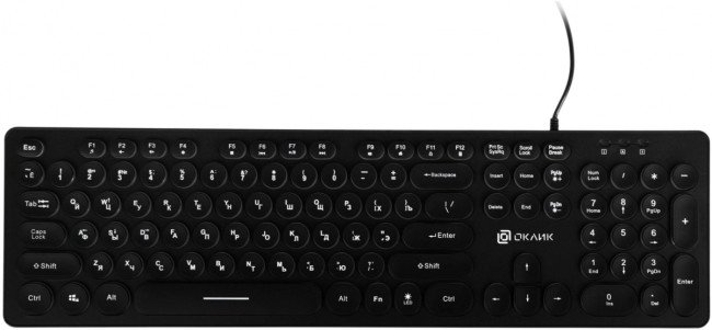 Клавиатура Oklick 420MRL черный USB slim Multimedia LED Oklick 1091226 Клавиатура Oklick 420MRL черный USB slim Multimedia LED Oklick 1091226