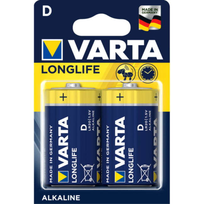 Батарейка Varta LONGLIFE LR20 D BL2 Alkaline 1.5V (4120) (2/20/100) VARTA 04120101412