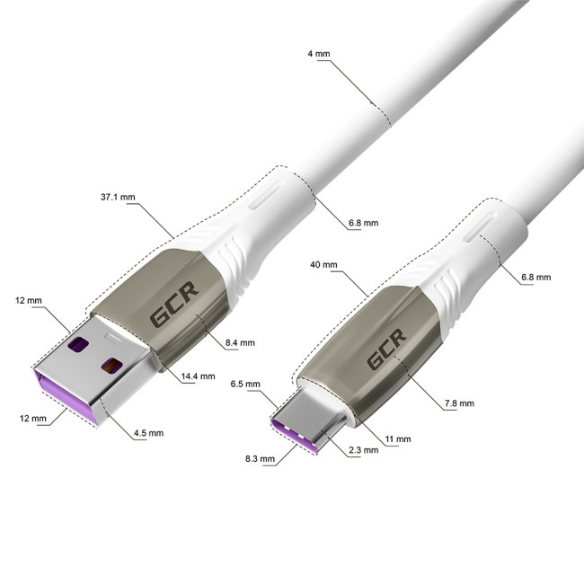 Greenconnect Кабель 1.0m TypeC 60 W, 5A max, быстрая зарядка, белый TPE, корпус relief, белый ПВХ, 28/22 AWG, 28/22 AWG, GCR-52504 Greenconnect USB 2.0 Type-AM - USB 2.0 Type-C (m) 1м