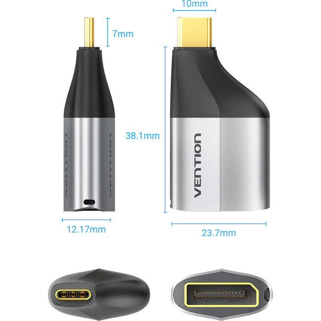 Адаптер-переходник Vention USB CM > DP F Серый Vention TCCH0