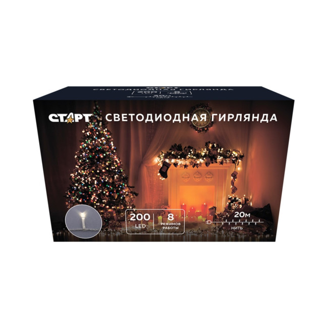 Гирлянда Гирлянда 200LED 220V, 8 режимов, 20 м, нить, мягкий белый Гирлянда Гирлянда 200LED 220V, 8 режимов, 20 м, нить, мягкий белый