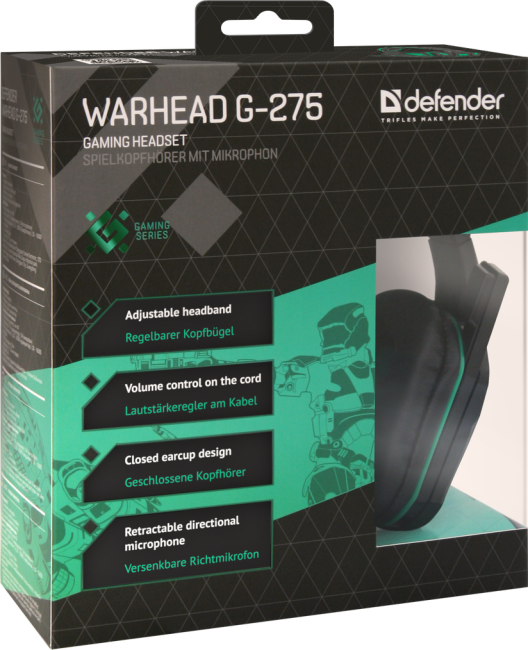 Defender Игровая гарнитура Warhead G-275 зеленый + черный, кабель 1,8 м Defender Warhead G-275 Defender Игровая гарнитура Warhead G-275 зеленый + черный, кабель 1,8 м Defender Warhead G-275