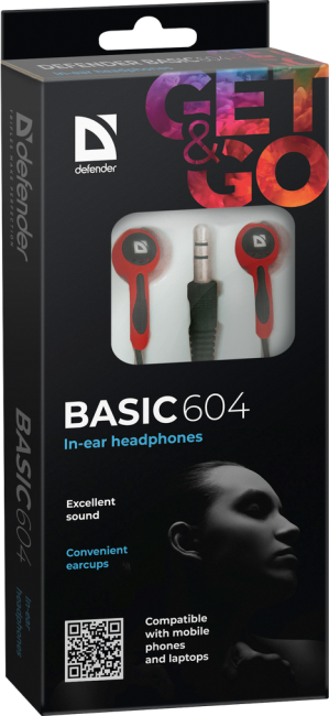 Defender Наушники вставки Basic 604 черный + красный Defender Basic 604 Defender Наушники вставки Basic 604 черный + красный Defender Basic 604