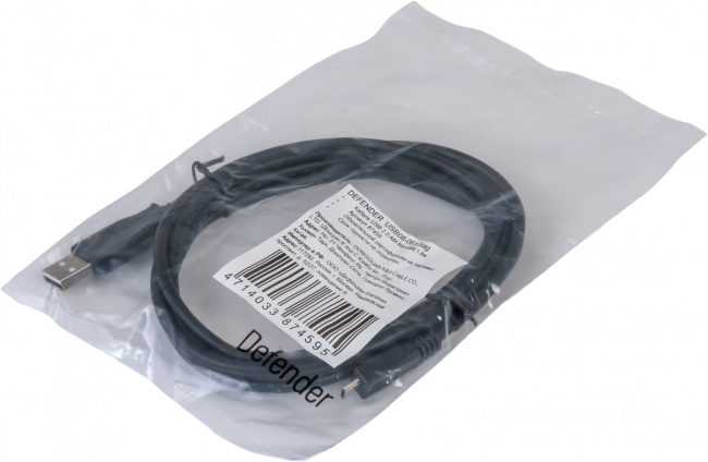 Defender USB кабель USB08-06 USB2.0 AM-MicroBM, 1.8м Defender USB 2.0 Type-AM - microUSB 2.0 (m) 1.8м