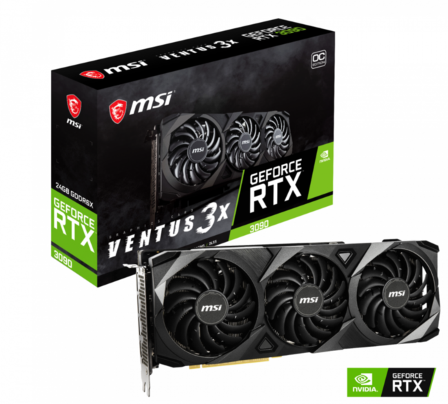 Видеокарта MSI GeForce RTX 3090 VENTUS 3X 24G OC Видеокарта MSI GeForce RTX 3090 VENTUS 3X 24G OC