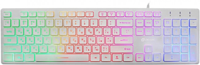 Клавиатура Oklick 550ML белый USB slim Multimedia LED Oklick 1061618 Клавиатура Oklick 550ML белый USB slim Multimedia LED Oklick 1061618