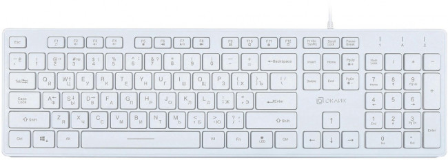 Клавиатура Oklick 550ML белый USB slim Multimedia LED Oklick 1061618 Клавиатура Oklick 550ML белый USB slim Multimedia LED Oklick 1061618
