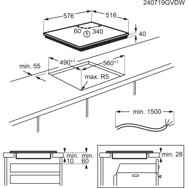 Встраиваемая варочная поверхность ELECTROLUX Electrolux EHF6240XXK