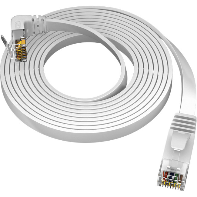 GCR Патч-корд PROF плоский 3.0m, UTP медь кат.6, белый, нижний угол, ethernet high speed 10 Гбит/с, RJ45, T568B Greenconnect GCR-54656