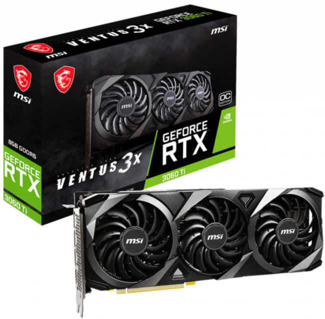 Видеокарта MSI GeForce RTX 3060 Ti VENTUS 3X 8G OC LHR Видеокарта MSI GeForce RTX 3060 Ti VENTUS 3X 8G OC LHR