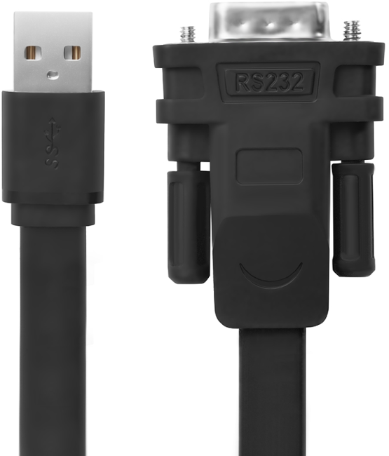 Greenconnect Конвертер-переходник 0.5m плоский, черный, позолоченные коннекторы, 28/26 AWG, USB 2.0 AM / DB9 RS-232 PROF GCR-UOC5M-BCG-0.5m, чипсет PL2303RA Greenconnect USB 2.0 AM / DB9 RS-232 + чипсет PL2303RA