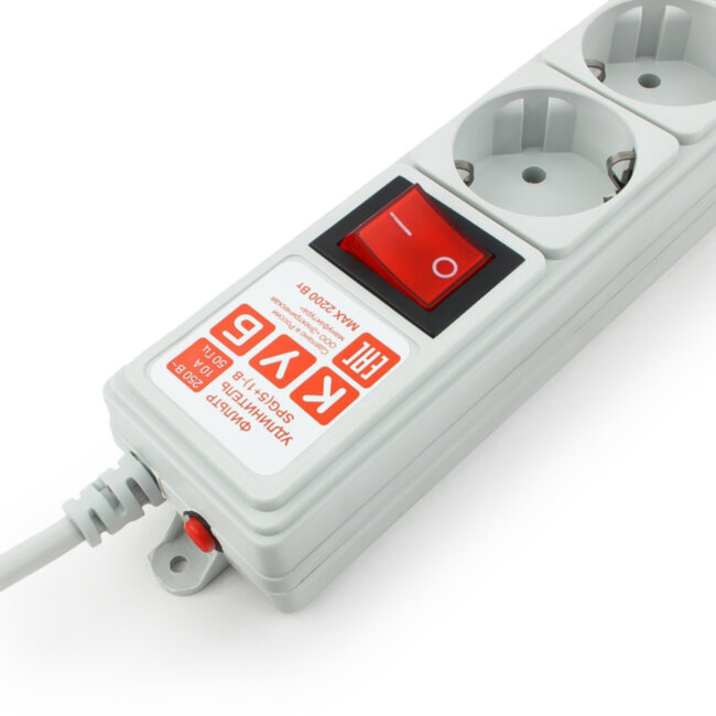 Фильтр-удлинитель Power Cube 3 м 6 розеток (серый) 10А/2,2кВт Power Cube (3 м, 6 розеток)