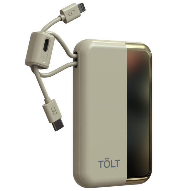 Портативный аккумулятор TOLT Lit KC16, 10000mAh, 22,5W, fast charging and PD, beige, CCC TOLT KC16 Портативный аккумулятор TOLT Lit KC16, 10000mAh, 22,5W, fast charging and PD, beige, CCC TOLT KC16