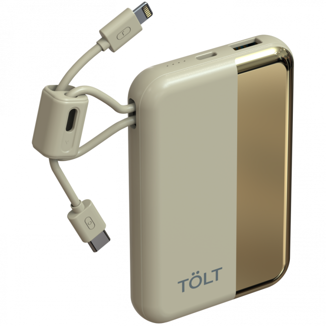 Портативный аккумулятор TOLT Lit KC16, 10000mAh, 22,5W, fast charging and PD, beige, CCC TOLT KC16 Портативный аккумулятор TOLT Lit KC16, 10000mAh, 22,5W, fast charging and PD, beige, CCC TOLT KC16