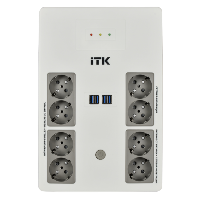 ITK ELECTRA ST8 ИБП Линейно-интерактивный 1000ВА/600Вт LED АКБ 1х9AH 8хSchuko USB 4хUSB зарядки ITK EST8-1000VA-1-001-L ITK ELECTRA ST8 ИБП Линейно-интерактивный 1000ВА/600Вт LED АКБ 1х9AH 8хSchuko USB 4хUSB зарядки ITK EST8-1000VA-1-001-L