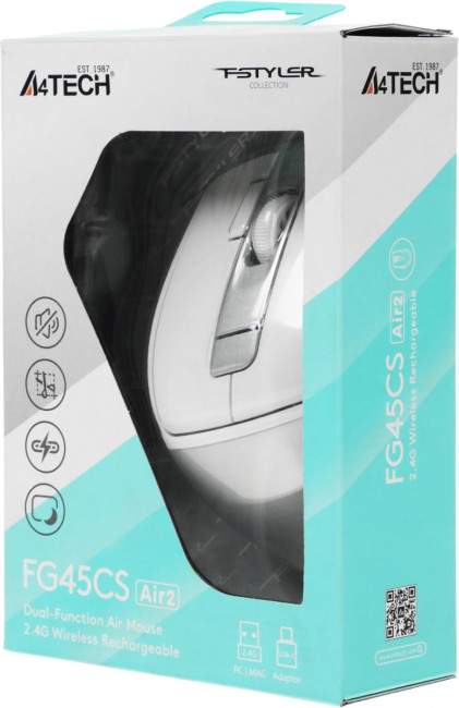 Мышь A4Tech FG45CS AIR2 USB (SILVER WHITE) Мышь A4Tech FG45CS AIR2 USB (SILVER WHITE)