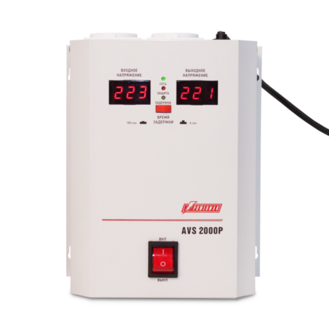 Стабилизатор POWERMAN AVS 2000P, ступенчатый регулятор, цифровые индикаторы уровней напряжения, 2000ВА, 110-260В, максимальный входной ток 15А, 2 евророзетки, IP-20, навесной, 215мм х 270мм х 110мм, 5.2 кг. POWERMAN AVS 2000P Стабилизатор POWERMAN AVS 2000P, ступенчатый регулятор, цифровые индикаторы уровней напряжения, 2000ВА, 110-260В, максимальный входной ток 15А, 2 евророзетки, IP-20, навесной, 215мм х 270мм х 110мм, 5.2 кг. POWERMAN AVS 2000P
