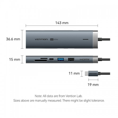 Мультифункциональный хаб Vention USB-C 9 в 1, шт. Vention TGVHB