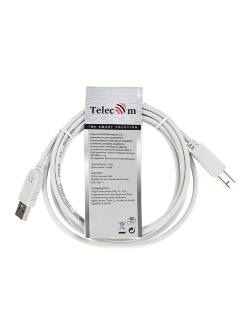 Кабель USB2.0  A-->B (1.8м) Telecom <TC6900-1.8M> Telecom USB 2.0 Type-AM - USB 2.0 Type-BM 1.8м