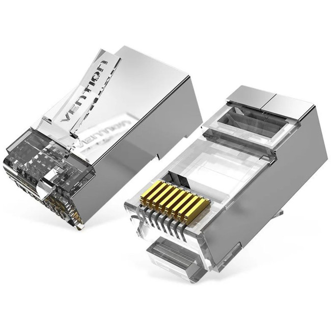 Коннектор Vention RJ45 (8p8c), FTP, cat. 6A, под витую пару, экранированный (50шт.) Коннектор Vention IDFR0-50, экранированный (50 шт.)