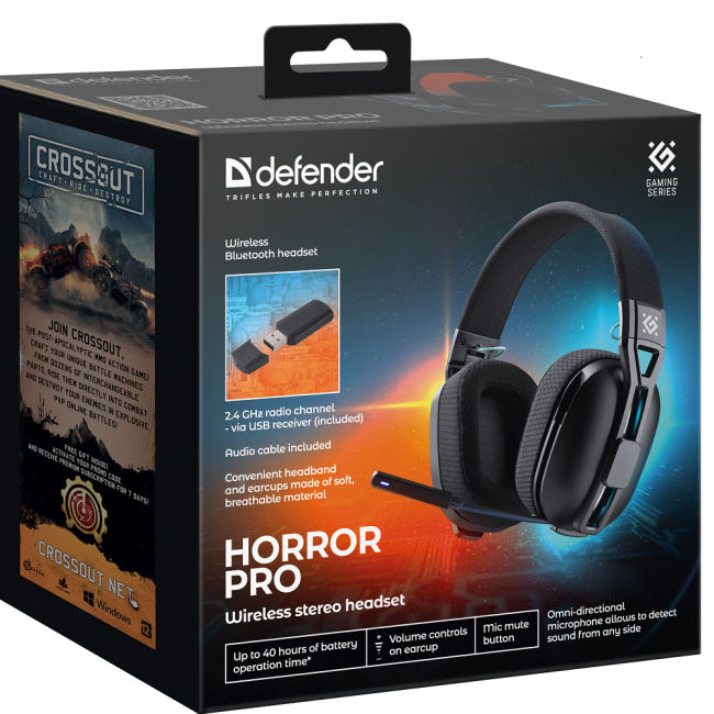 Defender Беспроводная гарнитура Horror PRO BT/2.4G, черный Defender Horror PRO BT/2 (62650) Defender Беспроводная гарнитура Horror PRO BT/2.4G, черный Defender Horror PRO BT/2 (62650)