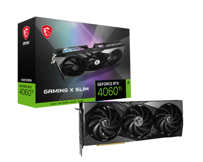 Видеокарта MSI GeForce RTX 4060 Ti GAMING X SLIM 16G Видеокарта MSI GeForce RTX 4060 Ti GAMING X SLIM 16G