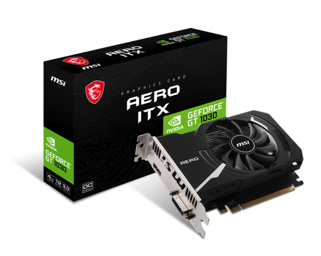 Видеокарта MSI GeForce GT 1030 AERO ITX 4GD4 OC Видеокарта MSI GeForce GT 1030 AERO ITX 4GD4 OC