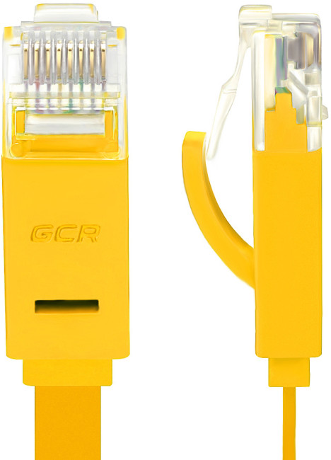 Greenconnect Патч-корд PROF плоский прямой 1.0m, UTP медь кат.6, желтый, позолоченные контакты, 30 AWG, ethernet high speed 10 Гбит/с, RJ45, T568B Greenconnect RJ45(m) - RJ45(m) Cat. 6 U/UTP PVC 1м жёлтый