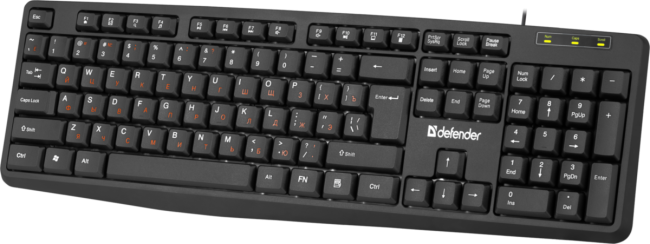 Defender Проводная клавиатура Concept HB-164 RU,черный,104+FN,1.8м Defender 45164