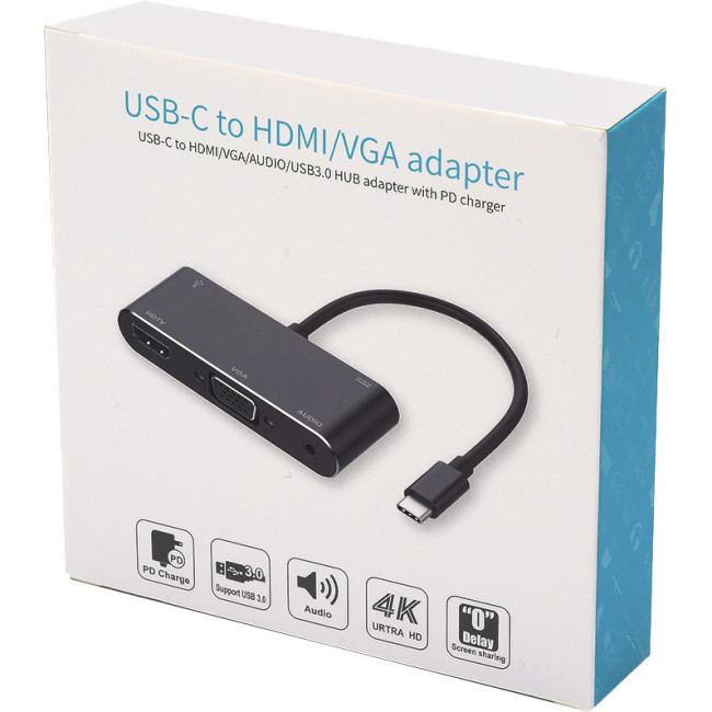 Переходник 0.1 m Type-C(m) => HDMI+VGA+USB ATcom AT2810 Переходник 0.1 m Type-C(m) => HDMI+VGA+USB ATcom AT2810